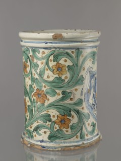 Vessel - flowerpot, coats of arms, cartouches, cache-pot vessel. Vessel in the shape of a