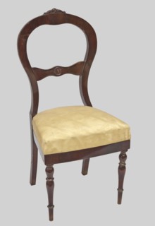 Chair, plant decoration, knobs ornament, Biedermeier and Louis Philippe styles, mahogany. Chair