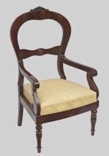 Armchair, plant decoration, knobs ornament, Biedermeier style, Louis Philippe style. ARMCHAIR