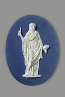 Plaque with Melpomene, Etruria Factory; Flaxman the Younger, John after; Wedgwood, Josiah;