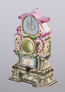 Clock setting, Prószków Slaski faience factory 1763–1853. Late Baroque stove–shaped clock setting