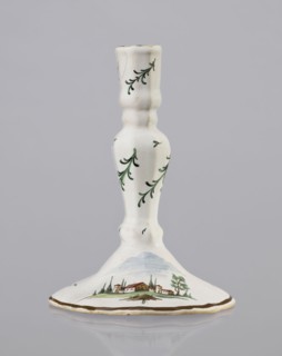 Candlestick, Prószków Slaski faience factory 1763–1853. Candlestick in the shape of a polygonal