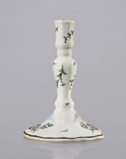 Candlestick, Prószków Slaski faience factory active 1763–1853. Candlestick in the shape of a