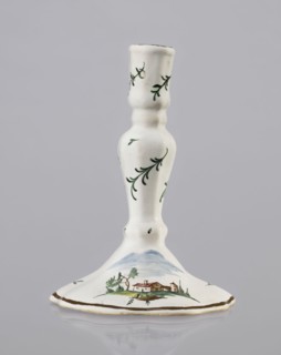 Candlestick, Prószków Slaski faience factory 1763–1853. Candlestick in the shape of a polygonal