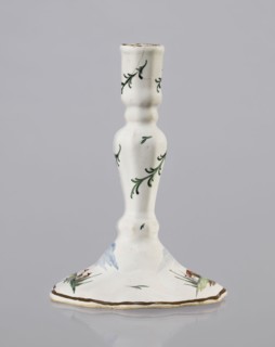 Candlestick, Prószków Slaski faience factory; 1763–1853. Candlestick in the shape of a polygonal