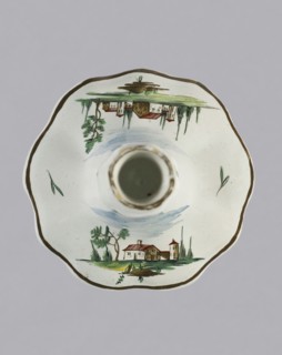 Candlestick, Prószków Slaski faience factory 1763–1853. Candlestick in the shape of a polygonal