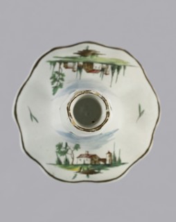 Candlestick, Prószków Slaski faience factory 1763–1853. Candlestick in the shape of a polygonal