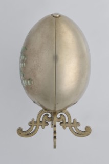 Easter egg, lilies of the valley, flowers, silver egg, smooth, composed of two opening halves on a