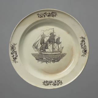 Plate, Herculaneum Factory 1793–1841. Shallow plate with a narrow collar. Printed decoration: on