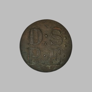 Uniform button, Münchheimer, Ludwika fl. ca 1870–1900 maker, monograms. Round slightly convex