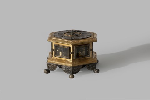 Tiled clock, Betzmeier, Erasmus fl. ca. 1750 clockmaker, acanthus ornament, lion's paws, mid-18th