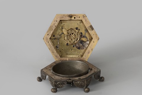 Tiled clock, Betzmeier, Erasmus fl. ca. 1750 clockmaker, acanthus ornament, lion's paws, mid-18th