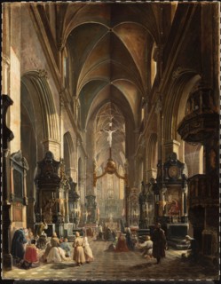 Interior of the Church of the Virgin Mary in Kraków, Gryglewski, Aleksander 1833–1879, painter,