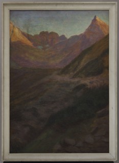 Sunset in the Mountains, Ostrowski, Wladyslaw 1878–1942, painter; 1913, oil painting, 80 × 50 cm.,