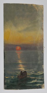 Boat at Sea, Welonski, Pius 1849-1931 painter, 4th quarter of the 19th century, painting, height 22