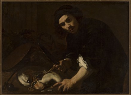 Man Dressing a Fish, Fidani, Orazio 1610–1656, painter; genre scene depicting a man dressing a