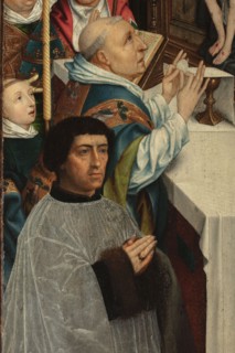Triptych: Central panel: The Lamentation; Left wing: Mass of St. Gregory and the donor; Right wing: