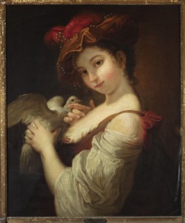 Young Woman with a Dove Une fille qui caresse un pigeon, Lagrenée, Louis Jean François 1724–1805