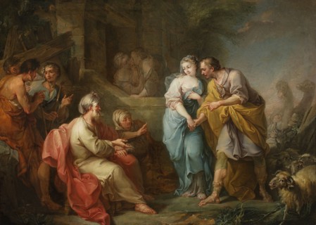 Jacob and Rachel before Laban, French painter fl. 18th century; author: Amigoni, Jacopo Italian