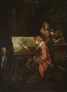 In the painter's studio Le peintre de paysage or Le peintre a son chevalet, Boucher, François