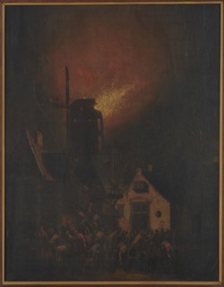 Windmill Fire, Poel, Adriaen Lievensz. van der 1628-1671/1691 painter, scenes against the sky,