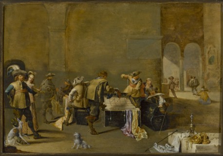 Guardhouse, Duck, Jacob 1600–1667 painter. Dutch painting, genre scene in an interior depicting