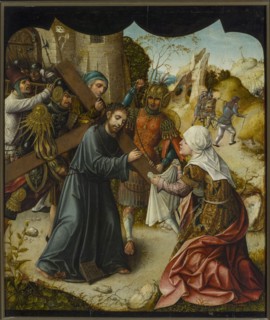 Christ Carrying the Cross and St. Veronica, unknown Netherlandish painter, painting, Netherlandish
