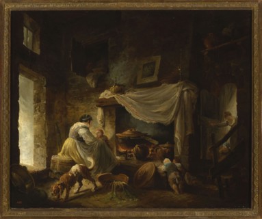 Peasant Kitchen in Ruins Italian Cuisine, Robert, Hubert 1733–1808 painter, French painting, genre