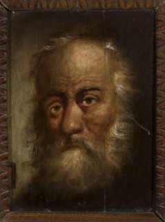 Head of St. Thomas the Apostle. The head of an old man with sparse grey hair above a vaulted