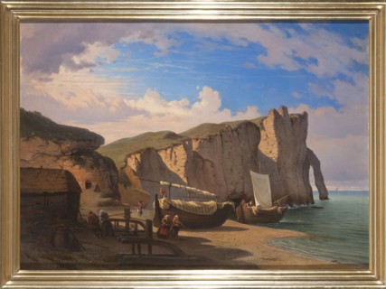 View of Cap d'Entifer in Étretat, Normandy, Zamett, Albert 1821–1877, painter; 1850; painting;
