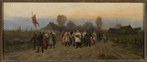 Village Procession - Pilgrimage, Streitt, Franciszek 1839–1890 painter, processions, pilgrimages,