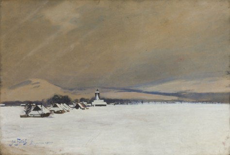 Winter Landscape from Zywiec, Julian Falat 1853–1929, painter; 1909; painting; oil on canvas; Young