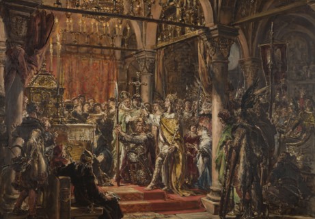 Coronation of the first king, from the series History of Civilization in Poland, Jan Matejko