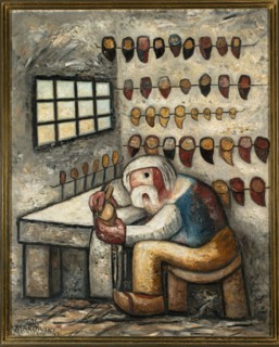 The Shoemaker - Le Sabotier, Makowski, Tadeusz 1882-1932 painter, contemporary painting, interwar