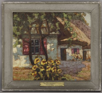 Polish Cottages, Jan Bohuszewicz 1878–1935, painter; contemporary painting; cottages; interwar