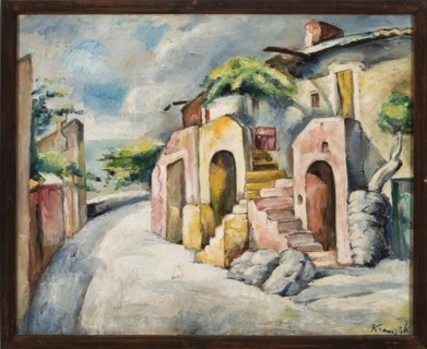 Catalan Landscape A Street in Collioure, Kramsztyk, Roman 1885–1942 painter, contemporary painting,
