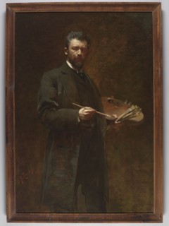 Self-portrait with a palette, Franciszek Zmurko 1859–1910 painter, 1895, painting, oil on canvas,