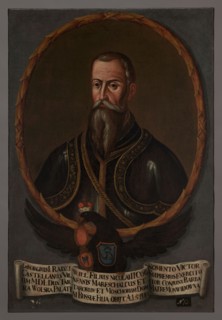 Portrait of George I Radziwill ca. 1480–1541, unknown Polish painter. Oval portrait with a laurel