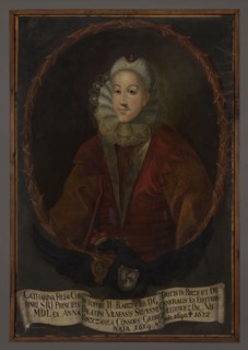 Portrait of Katarzyna Hlebowicz, née Radziwill 1613–1672, unknown Polish painter. Oval portrait