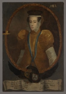 Portrait of Zofia née Radziwill post 1582–1613, 1733–1737. Oval portrait in a laurel wreath