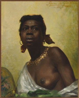 Black woman, Bilinska-Bohdanowiczowa, Anna 1854–1893 painter, jewelry, female semi-nudes, earrings,