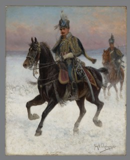 10th Hussar Regiment, Chelminski, Jan 1851–1925 painter, early 20th century, painting, height 29
