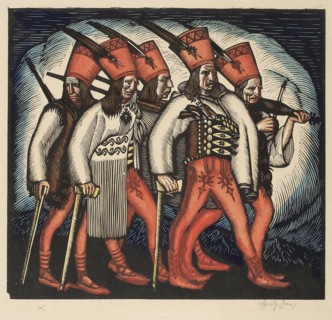 The Highwaymen's Parade I, Wladyslaw Skoczylas 1883–1934, 1919; graphic; height 28.5 cm, width 31