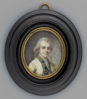 Portrait of a young man in a cream tailcoat from the family of the Duke de Cosse-Brissac ?Hyacinthe