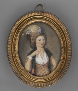 Helena Tudesca, unknown painter, portraits 3/4 right, flowers, women, headgear turban? egreta?,