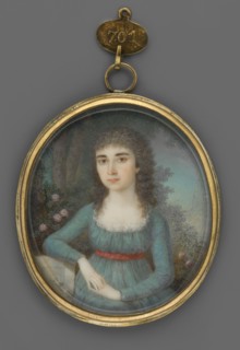 Portrait of a Young Woman in a Turquoise Dress against a Park Background, Kaltiner, Joseph