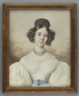 Portrait of Maria Radomyska, by Jan Nepomucen Glowacki 1802–1847. Miniature portrait, 1833. En face