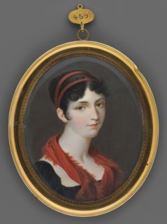 Portrait of a Young Girl, Robert Theer 1808–1863, painter. Miniature portrait shoulder-length, 3/4