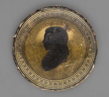 Profile of a Girl. Unknown author; amateur painter. Left profile of a young girl—black silhouette
