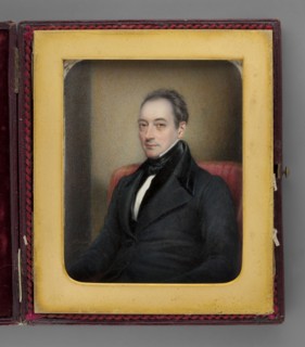 Portrait of a Man in a Frock Coat, painted by Henry Collen 1800–fl.1872, 1837. Seated waist-high,
